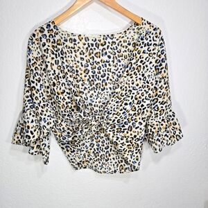 Newbury Kustom Medium Animal Print Gauzy Shawl Cardigan Top